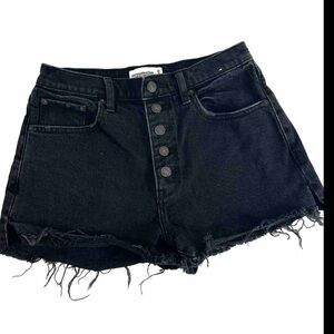 Abercrombie & Fitch Women's Size 27 Black‎ High Rise Mom Jean Shorts Button Fly